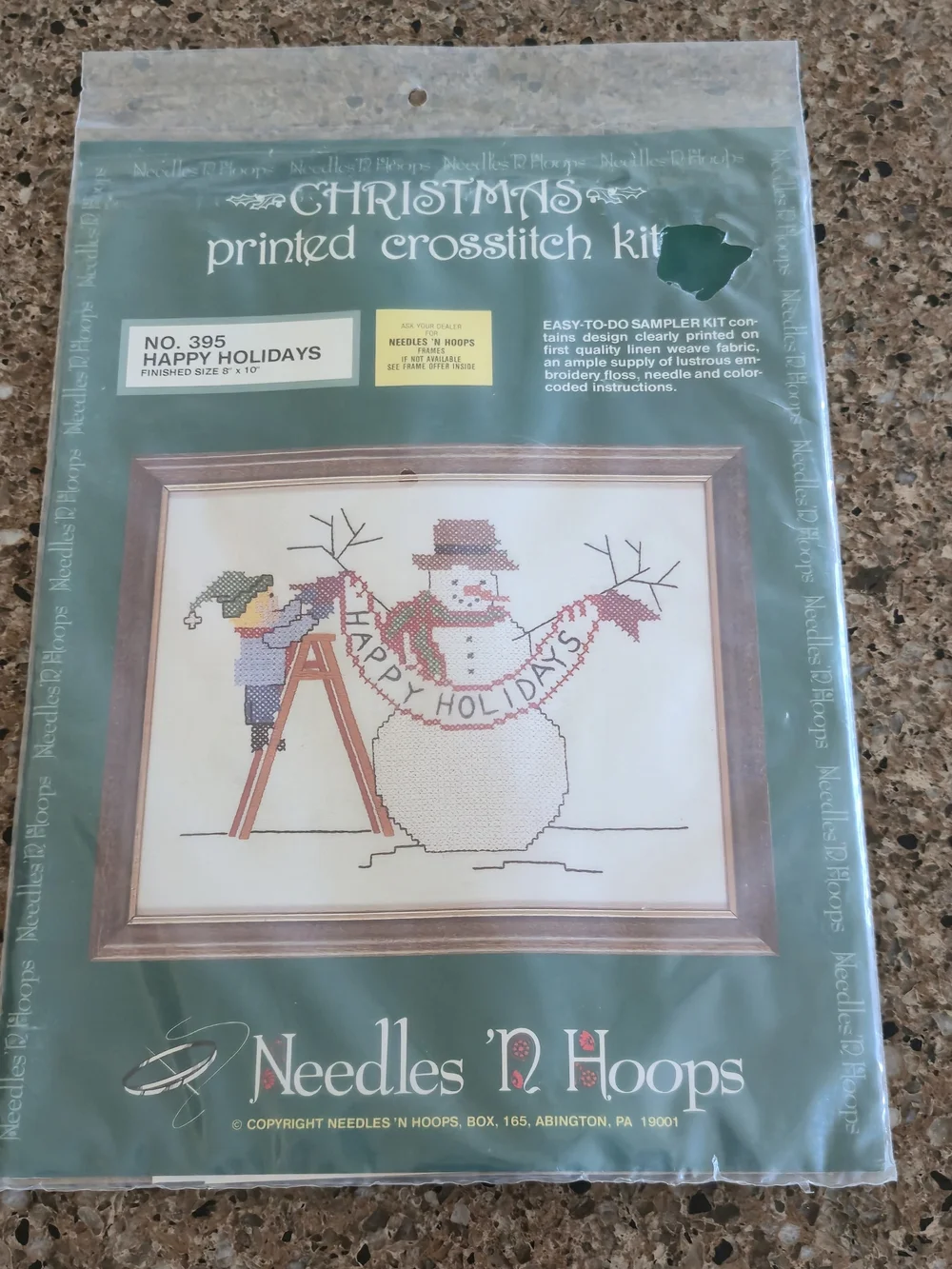 Vintage Needles N Hoops Cross Stitch Kit Happy Holidays Snowman